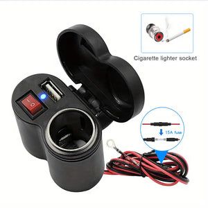 Multifunctional Motorcycle USB Charger and Lighter PkOnlineMall