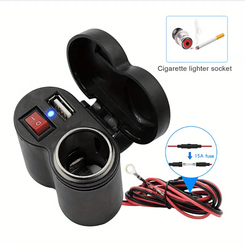 Multifunctional Motorcycle USB Charger and Lighter PkOnlineMall