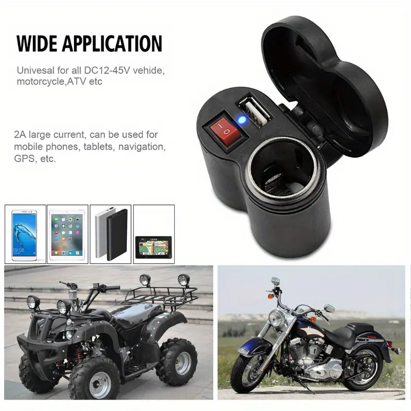 Multifunctional Motorcycle USB Charger and Lighter PkOnlineMall
