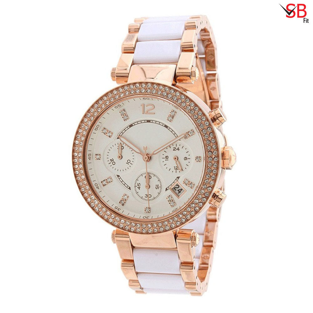 Stylish Rose Gold Double Stones Stainless Steel Watch For Women SB FIT™