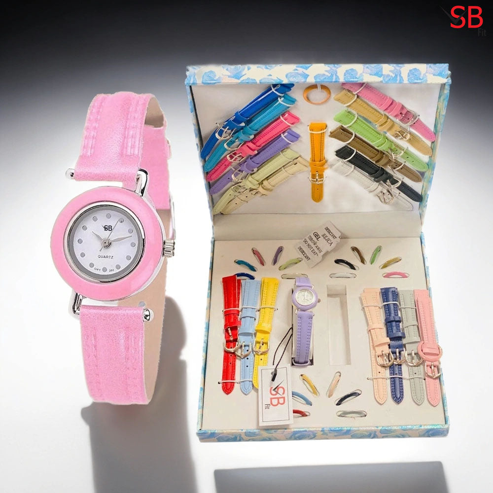 Interchangeable 6 Straps & 21 Straps Set Watch For Girls With Various Different Styles SB FIT® My Store