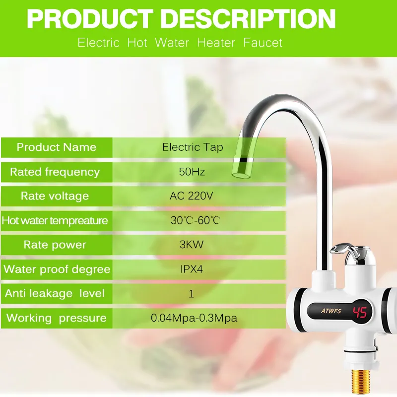 Instant Electric Water Heater Tap With LED Temperature Display Trustify