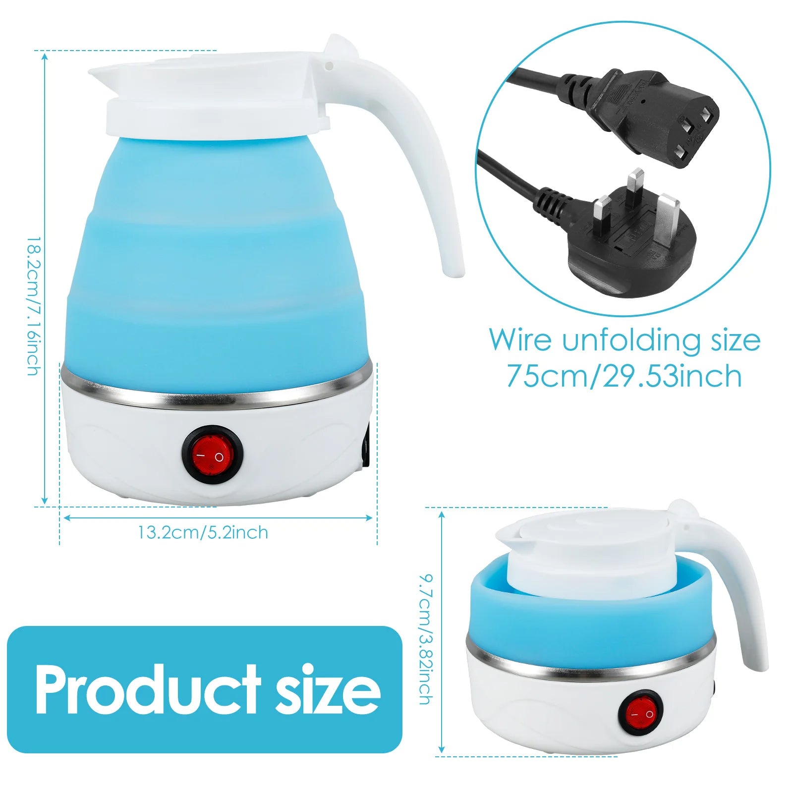 Mini Folding  Electric Kettle Portable Leakproof Silicone 600ml 600W Fashion Mart