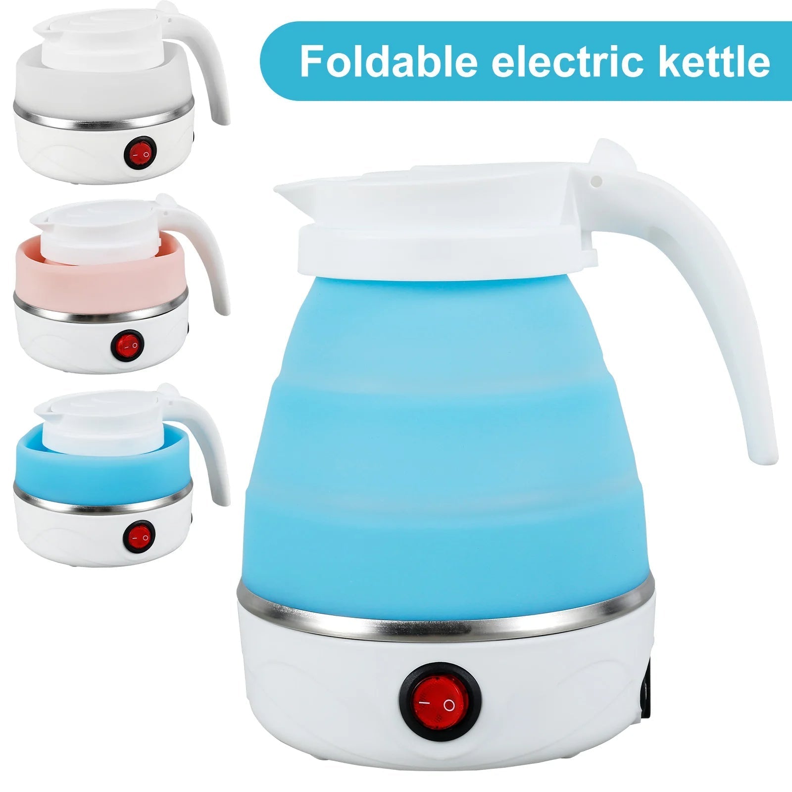 Mini Folding  Electric Kettle Portable Leakproof Silicone 600ml 600W Fashion Mart