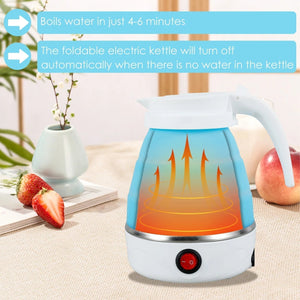 Mini Folding  Electric Kettle Portable Leakproof Silicone 600ml 600W Fashion Mart