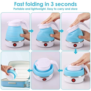 Mini Folding  Electric Kettle Portable Leakproof Silicone 600ml 600W Fashion Mart