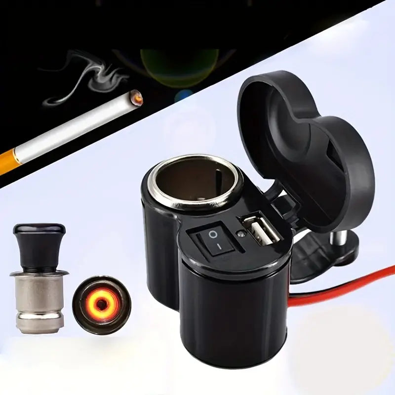 Multifunctional Motorcycle USB Charger and Lighter PkOnlineMall