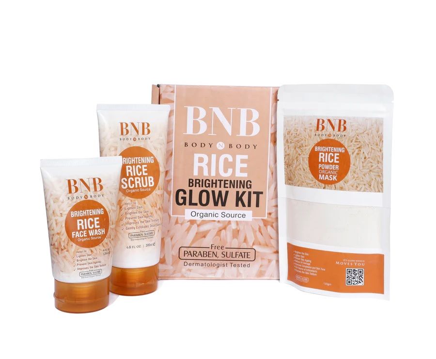 Pack of 3 BNB Rice Extract Bright & Glow Kit Golden Cap with box Zayrova