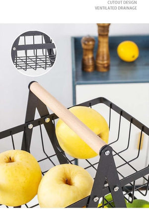 wooden handle counter top 3-tier fruit and vegetable stand by Metallics Home Metallics-Home