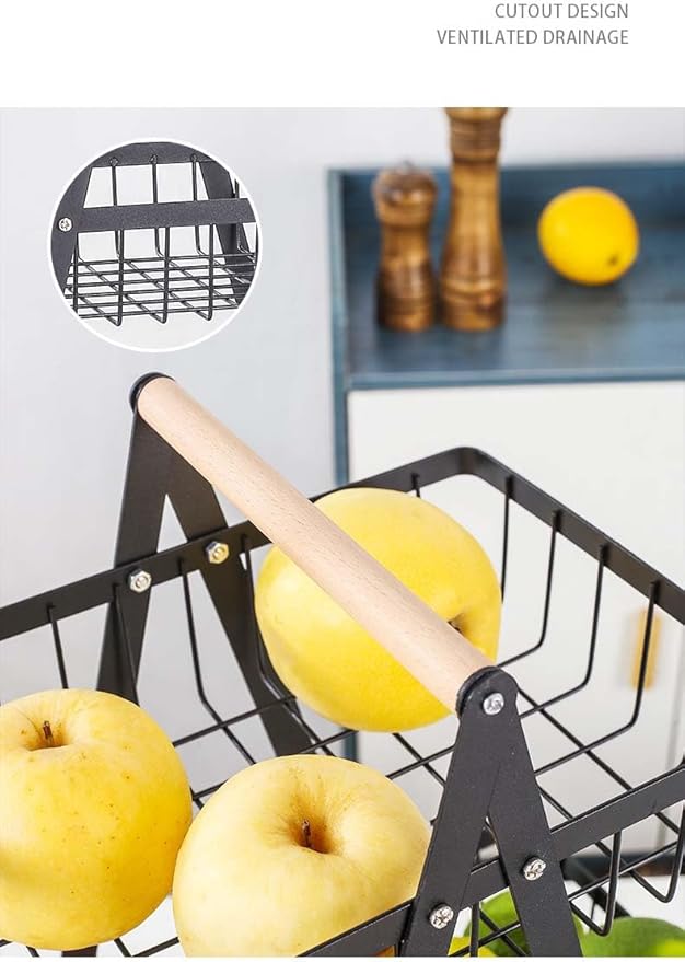 wooden handle counter top 3-tier fruit and vegetable stand by Metallics Home Metallics-Home