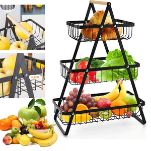 wooden handle counter top 3-tier fruit and vegetable stand by Metallics Home Metallics-Home